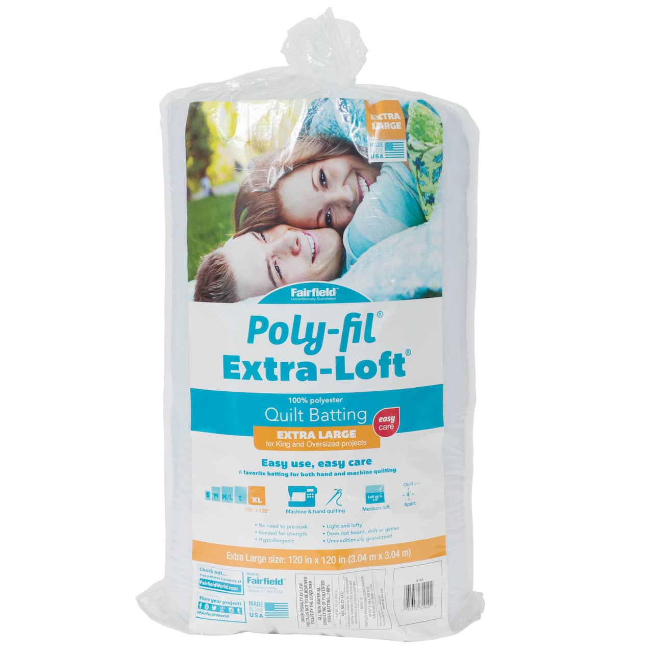 Poly-Fil® Extra-Loft® Polyester Quilt Batting, 120" x 120"